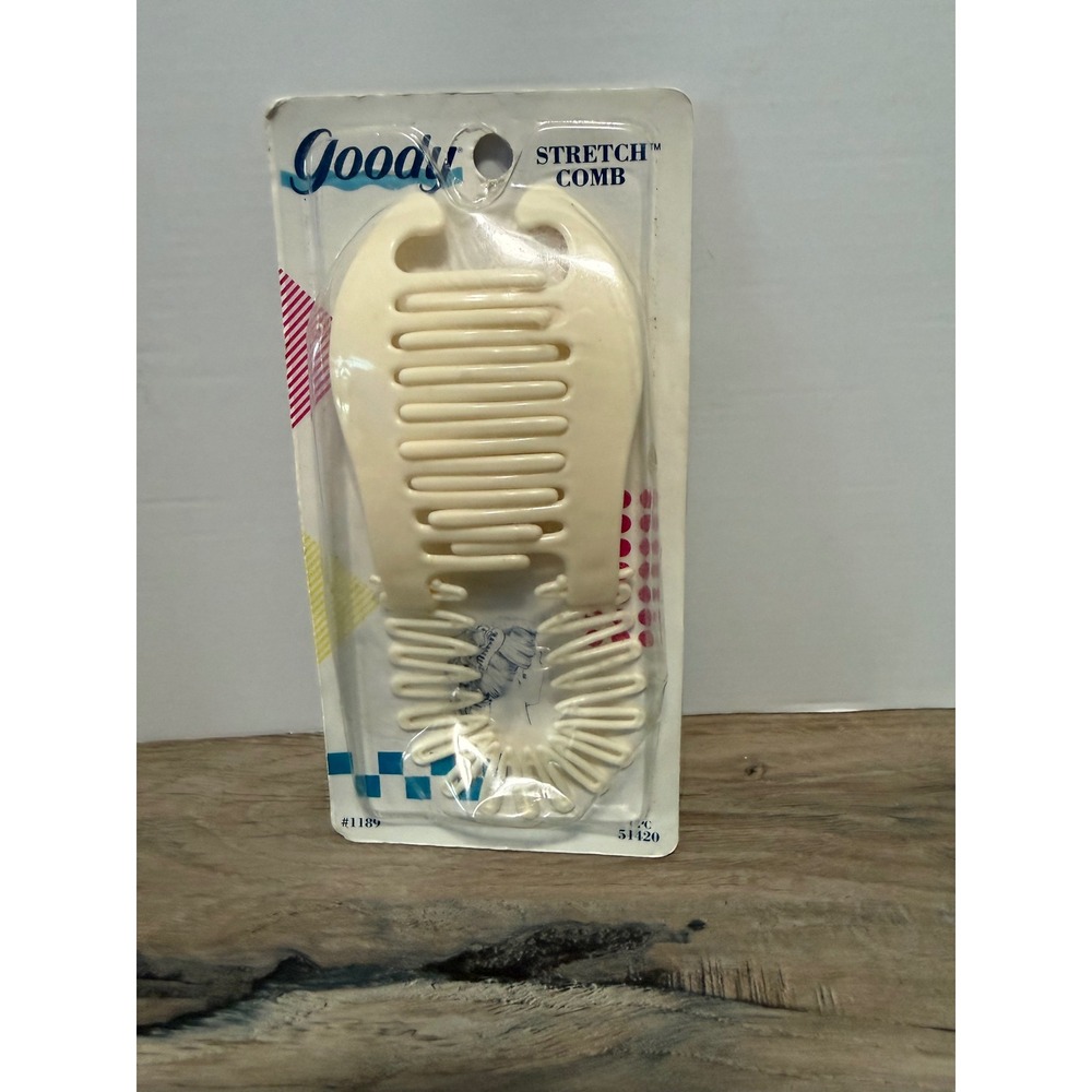 Vintage 1989 Goody Stretch Comb Clinch-It Hair‎ Accessory Cream White 1189 NIP